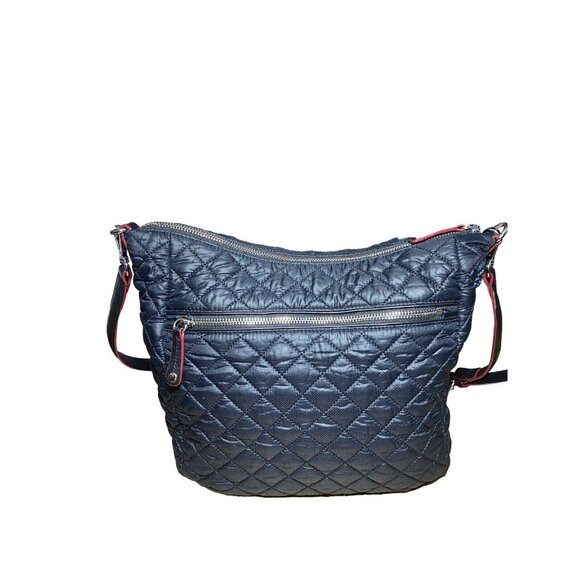 MZ WALLACE Bag DOWNTOWN Blue Burgundy Red Hobo Crossbody Purse - Picture 2 of 16